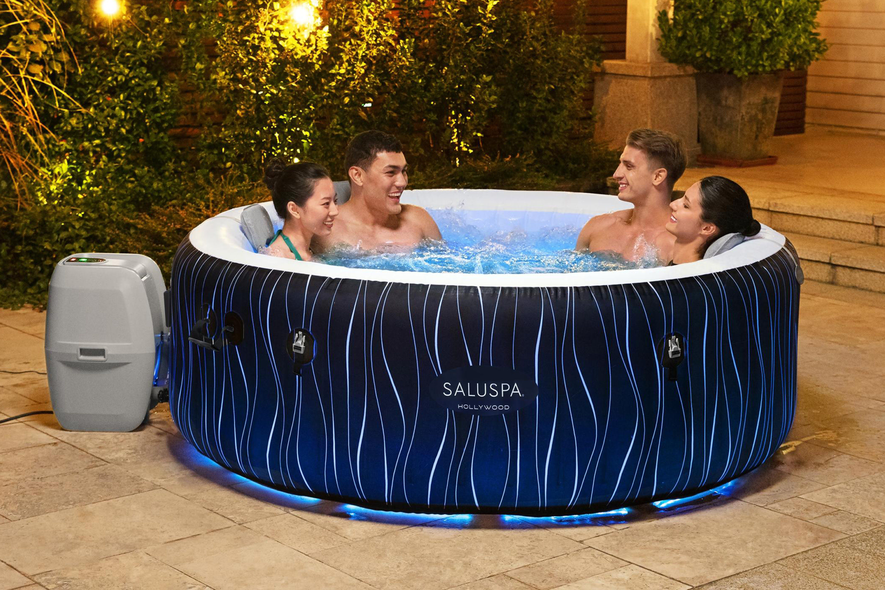 SaluSpa Hollywood AirJet Inflatable Hot Tub Spa Color-Changing LED 4-6 Person $298 @ walmart