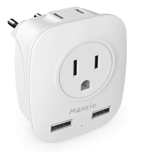 European Plug Adapter with 2USB, 4 in 1 International Travel Power Adapter $6.59