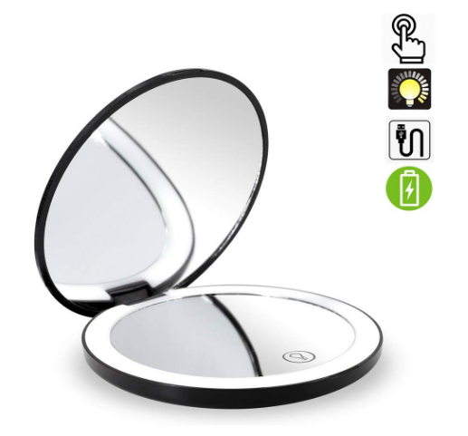 Travel Lighted Makeup Mirror,7X/1X Magnification Compact Vanity Mirror $9.89