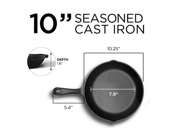 10" Pre-Seasoned 'Commercial Chef' Cast Iron Skillet $11.99 + Free Shipping w/ Prime