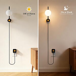 Night Lights Plug into Wall, 3000K Round Milky Night Light with 1.5M Braided Cord, 0-100 LM Adjustable Plug in Nightlight, Auto Light Sensor,Flexible Placement $12.49