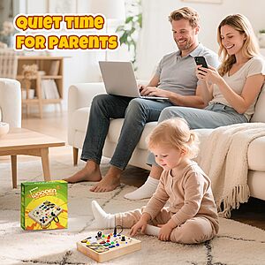 OAKJAR Busy Board, Montessori Toys for 1+ Year Old, Busy Board with 13 Led Light, Wooden Toddler Educational Travel Toy, 1 Year Old Boy&Girl Gifts $19.98