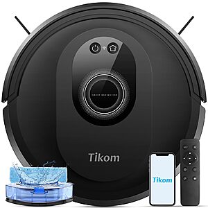 Tikom Robot Vacuum and Mop Combo, 5000Pa Robotic Vacuum Cleaner, 150 Min Max, App & Remote Control, Ideal for Hard Floor, Carpet, Pet Hair, Self-Charge(G8000 Max) $114