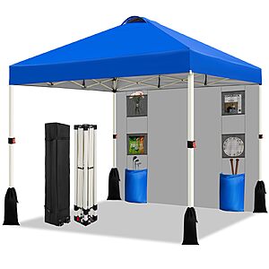 WEIZE 10x10 Pop Up Adjustable Height 1-Sidewall Canopy Tent w/ 1-Button Setup $90 + Free S&H
