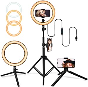 Belifu 10" Selfie Ring Light with Adjustable Tripod Stand, 3 Modes 10 Brightness Levels, LED Circle 50% off at Amazon FS $13