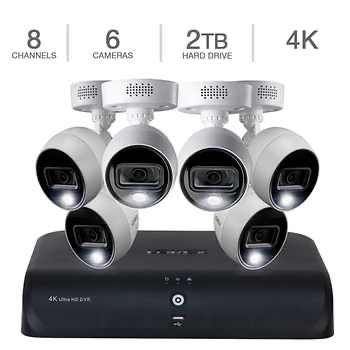 Lorex 4K Ultra HD 8-Channel DVR Security System with 6 4K Active Deterrence Cameras with Color Night Vision - Smart Motion Det and Smart Home Voice Control. live 9.29 - $299.99
