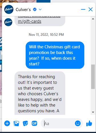 Culver's holiday gift card deal. Free value basket with $40 gift card