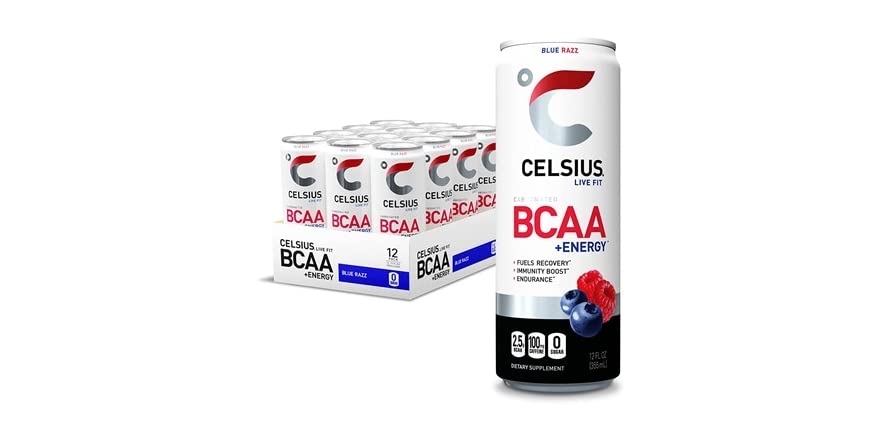 (12 Pack) Celsius BCAA Sparkling Hydration Drink Sparkling Blue Razzberry - $16.99 - Free shipping for Prime members - $16.99