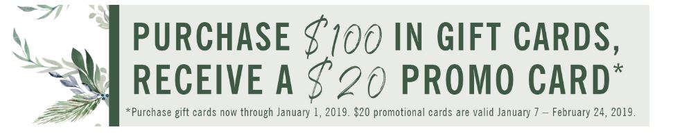 California Pizza Kitchen (CPK) - Purchase $100 Gift card - get extra $20 Promo Card - Total $120