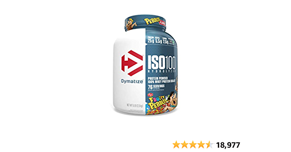 Dymatize ISO100 Hydrolyzed Protein Powder, 100% Whey Isolate Protein, 25g of Protein, 5.5g BCAAs, Gluten Free, Fast Absorbing, Easy Digesting, Fruity Pebbles, 5 Pound - $54.90