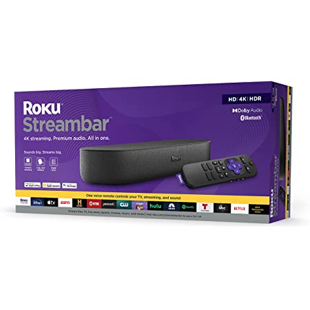 Amazon - Roku Streambar | 4K/HD/HDR Streaming Media Player & Premium Audio, All In One, Includes Roku Voice Remote $79.99