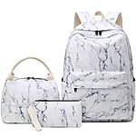 Amazon: Joyfulife 3-Piece Marble Backpack Set (White) $4.49 (After coupon) + FS w/ Prime