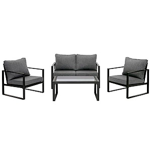 4 Piece Hampton Bay Barclay Black Steel Outdoor Patio Conversation Set