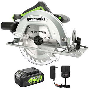 Greenworks 24V Brushless Cordless 7.25'' Circular Saw w/ 4Ah Battery and Charger $61.20 + Free Shipping