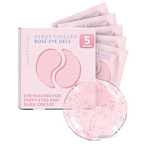 Amazon:Patchology Serve Chilled Rosé Hydrating Under Eye Patches (5 Pairs) $8.70 (Reg $15,~42% Off) FS w/ Prime