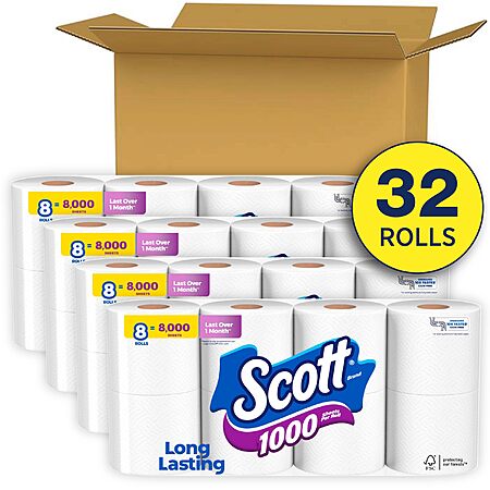 Scott 1000 Toilet Paper 32 Rolls for $19