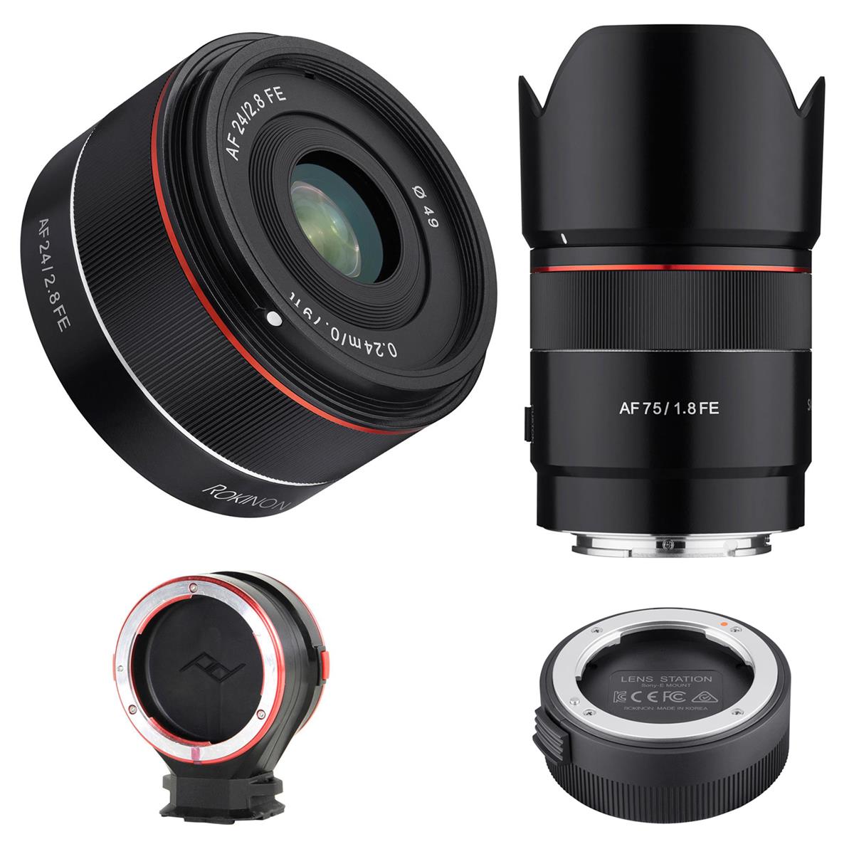 Rokinon 2 Lens Bundle for Sony E-Mount with 24mm, 75mm Lenses & Lens Station $529 shipped