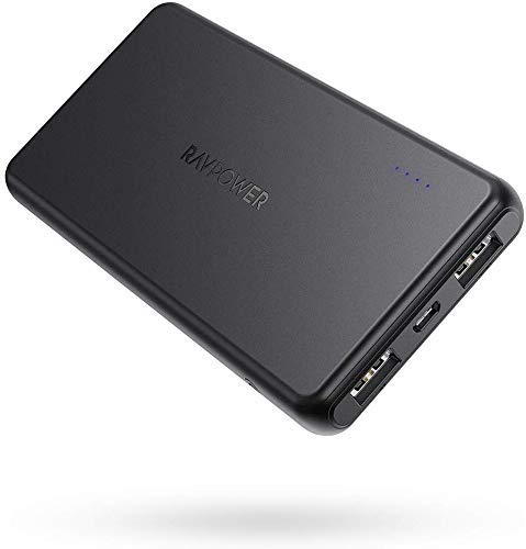 RAVPower 10000mAh Power Bank, Dual USB Ports Ultra Slim External Battery Pack Total 3.4A iSmart Output Charger $12.99