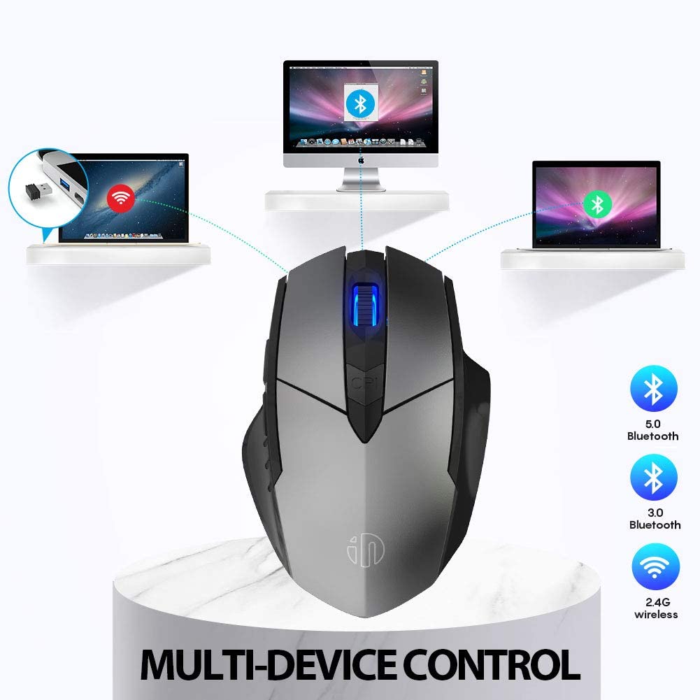 Rechargeable Bluetooth Optical Wireless Mouse with Multi-Device Support - $9.84