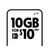 Smartless Mobile - $10 Month/10 GB for 6 Months