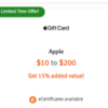 Apple Gift Card 15% more through Discover gift card REDEEM