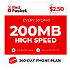 Red Pocket - $2.50/Mo RedPocket Prepaid Wireless Phone Plan+Kit: UNLIMITED Talk /Text + 200MB $30
