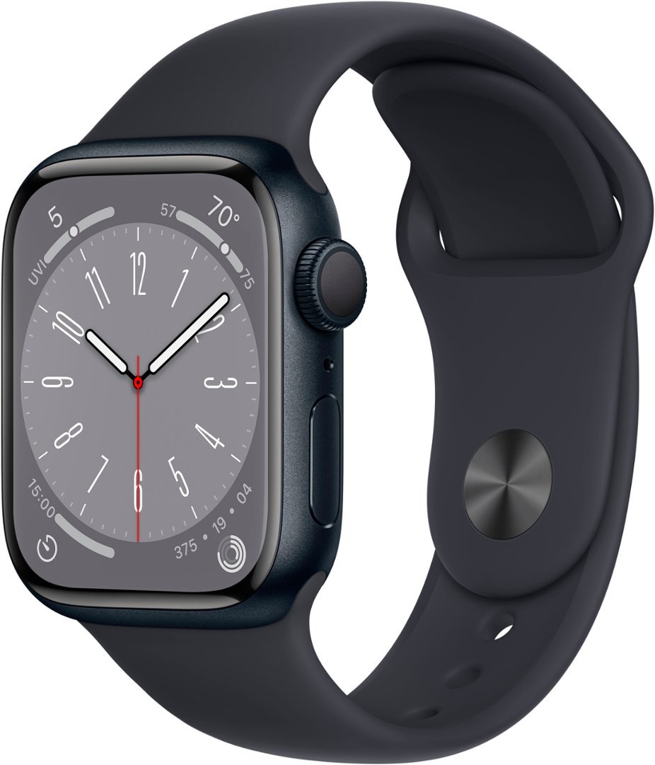 Apple Watch Series 8 (GPS) 41mm Aluminum Case with Midnight Sport Band - S/M - Midnight $329 at Best Buy