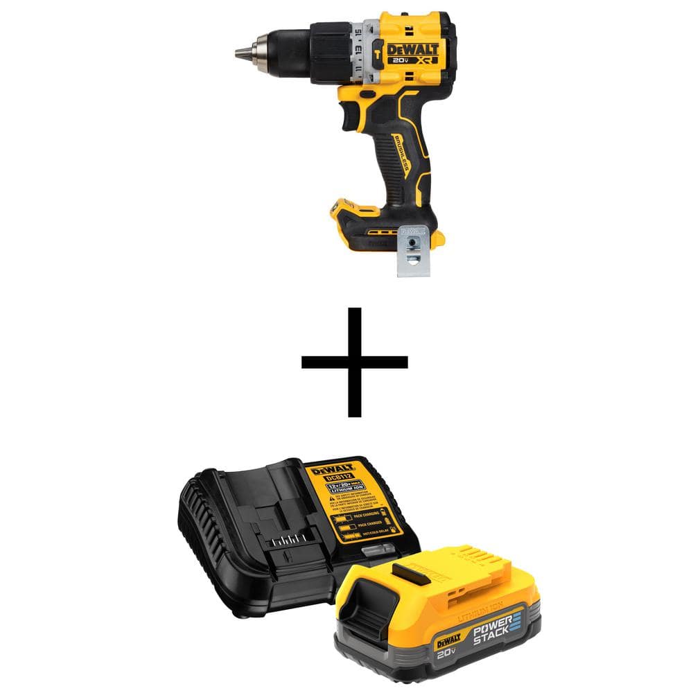 DEWALT 20V Compact Cordless 1/2 in. Hammer Drill and 20V MAX POWERSTACK Compact Battery Starter Kit DCD805BW034C - $179 at Home Depot and Lowes