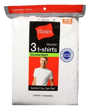 3-Pack Hanes Men's ComfortSoft Short Sleeve T-Shirts (White, M-XL)