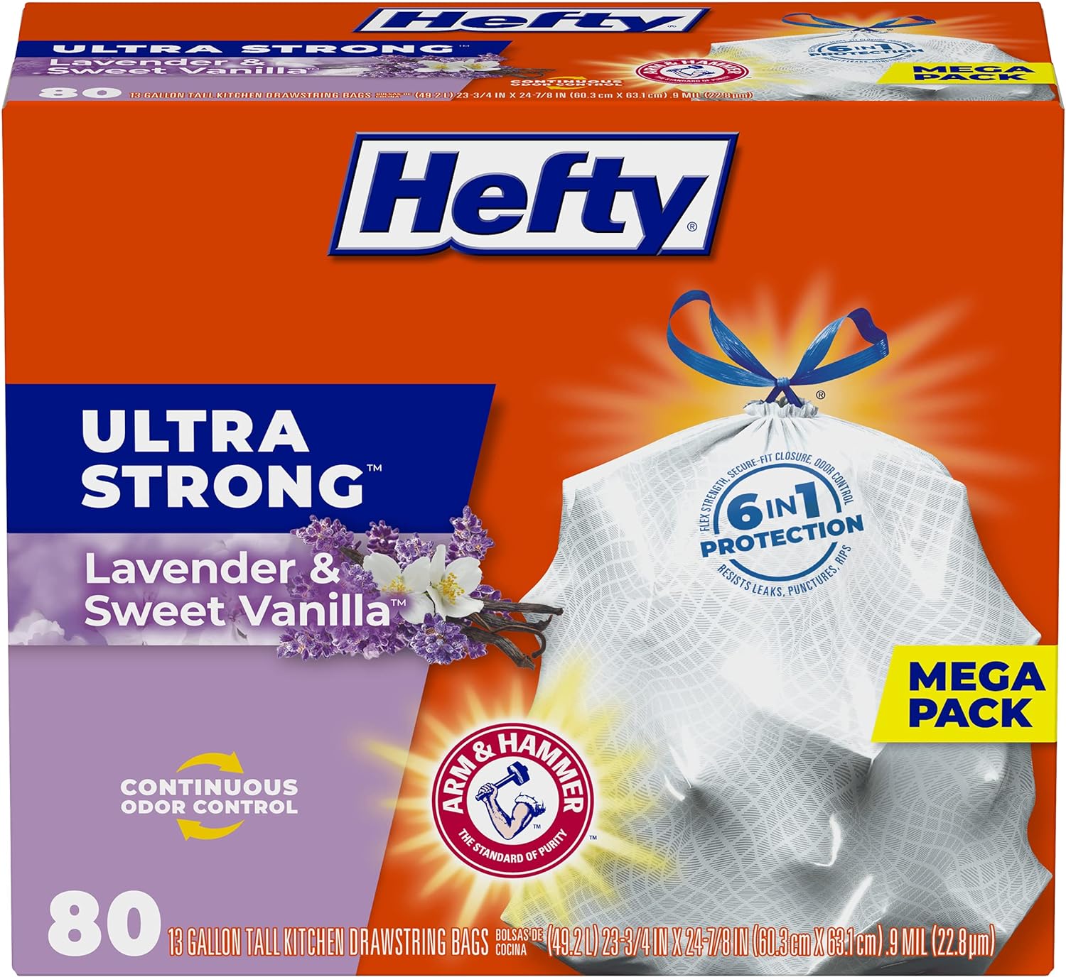 80-Ct 13-Gal Hefty Ultra Strong Tall Kitchen Trash Bags (Lavender