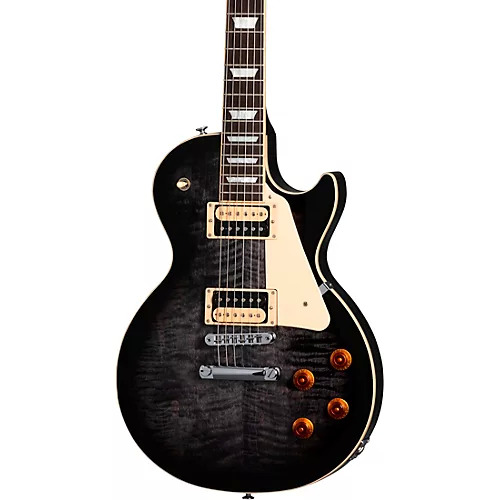 Gibson Les Paul Traditional Pro V Flame Top Electric Guitar Transparent Ebony Burst $2499 at Musicians Friend