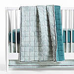 Teal Windowpane Plaid Organic Cotton Baby Crib Quilt $34.97 at Crate and Barrel
