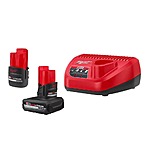 Milwaukee M12 12V Lithium-Ion High Output 5.0Ah & 2.5Ah Batteries + Charger $99 + Free Shipping