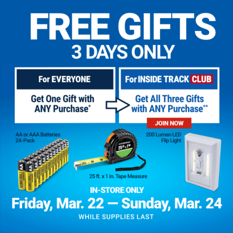 Choice of 3 Free w/ Any Purchase – 3/22-3/24 – Harbor Freight Coupons