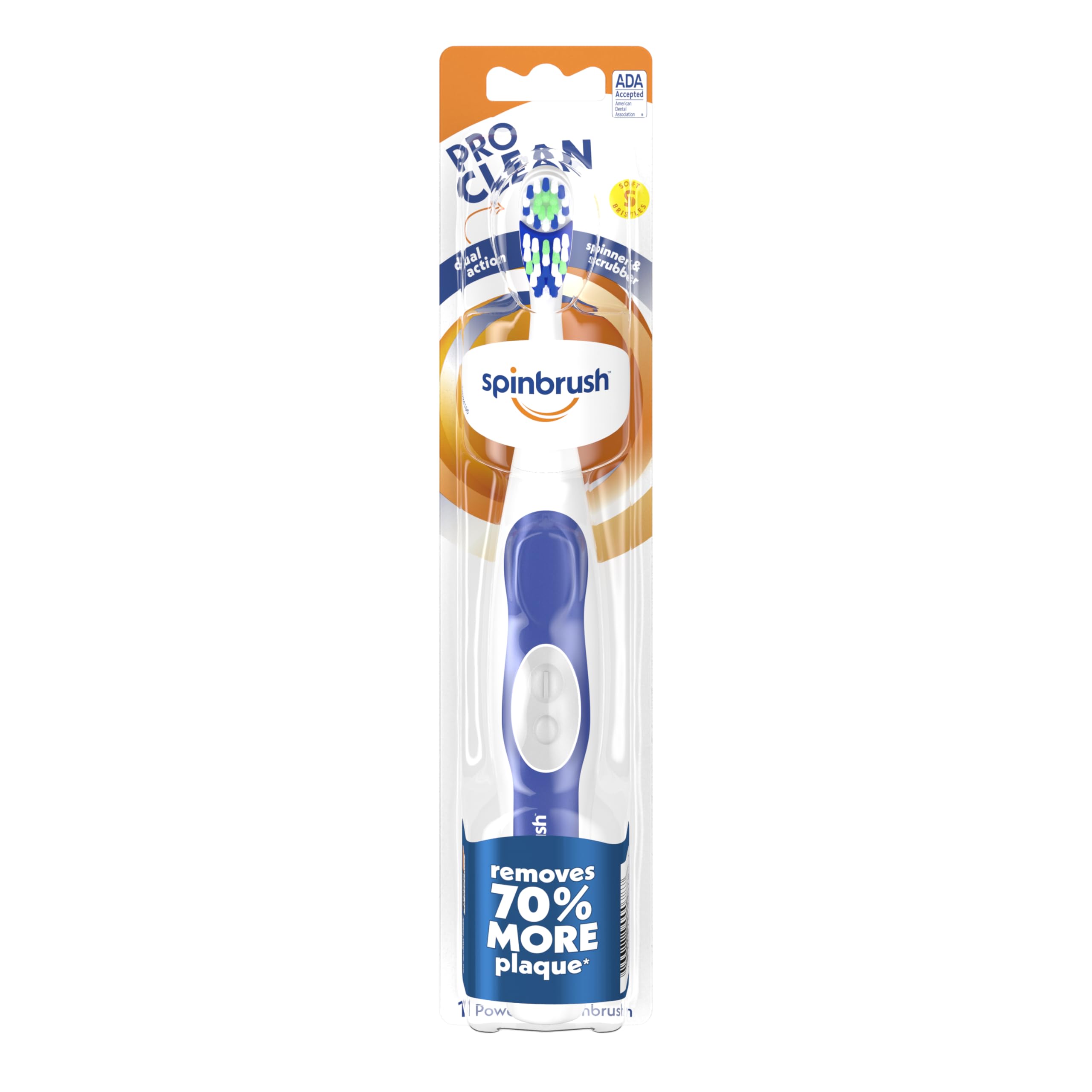 Spinbrush PRO CLEAN Battery Powered Toothbrush, Soft Bristles, 1 Count, Gold or Blue Color May Vary - $3.82 w/15% S&S at Amazon