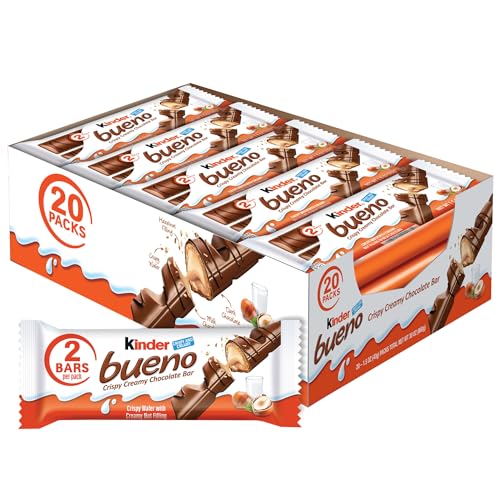 Kinder Bueno Milk Chocolate and Hazelnut Cream, Bulk 20 Pack, 2 Individually Wrapped Chocolate Bars Per Pack, 30 oz $13.99 at Amazon