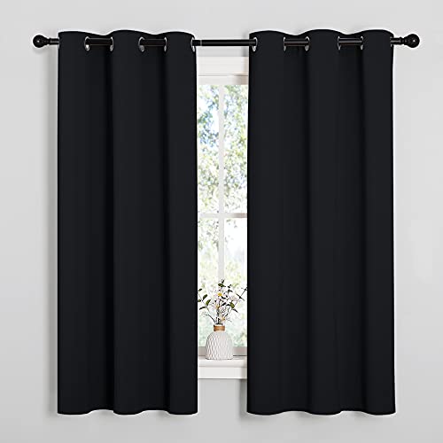 Pitch Black Solid Thermal Insulated Grommet Blackout Curtains/Drapes for Bedroom Window (2 Panels, 42 inches Wide by 63 inches Long, Black) $13.08