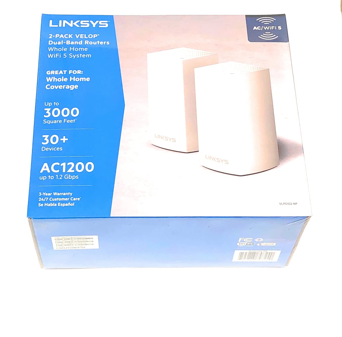 Linksys Velop Mesh Home WiFi Router System 2 pack, 3,000 Sq. ft, 1.3Gbps - VLP0102-NP $39.99 at Connected Home Store via Amazon