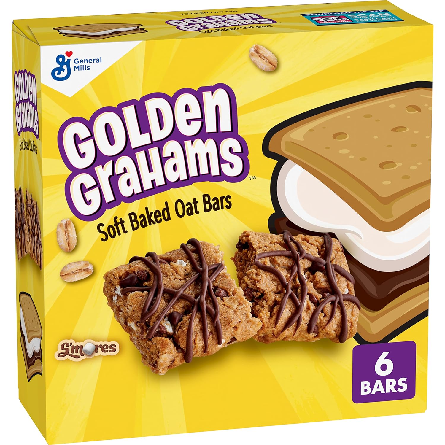 Amazon.com : Golden Grahams S'mores Soft Baked Oat Bars, Chewy Snack Bars, 6 ct : Everything Else $1.95