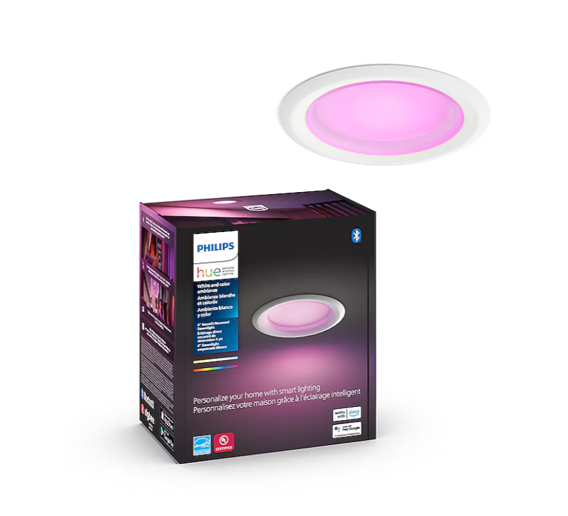 YMMV - Philips Hue Smart Bluetooth Compatibility White 4-in 850-Lumen Switchable Round Dimmable LED Canned Recessed Downlight | 578419 $15.32 at Lowes