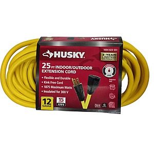 Select Home Depot Stores: 25' Husky 12/3 Extension Cord (Yellow)