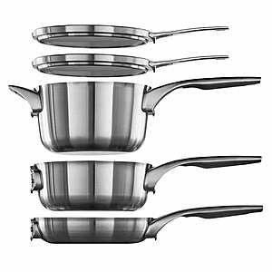 Calphalon Premier 10pc Stainless Steel Space Saving Cookware Set : Target