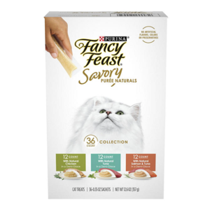 $7.91 CLEARANCE - 36-ct Purina Fancy Feast Savory Puree Pouches, Variety Pack 0.35oz  Sam's Club -  plus tax - online only - $8.56 total