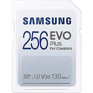 Limited-time deal: SAMSUNG EVO Plus Full Size 256GB SDXC Card 130MB/s Full HD & 4K UHD, UHS-I, U3, V30 (MB-SC256K/AM) - $17 at Amazon