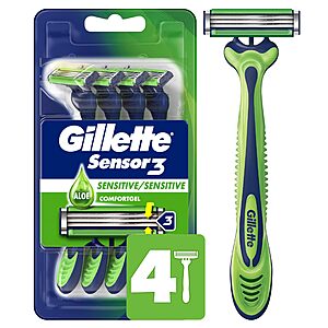 Eligible/Select Amazon Prime Accounts: 4-Count Men's Gillette Sensor3 Razors Free to Claim w/ Subscribe & Save