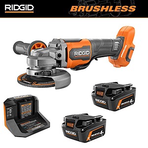 RIDGID 18V Brushless 4-1/2in. Angle Grinder with (2) 4.0 Ah MAX Output Batteries and Charger $149.00 at Home Depot