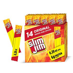 14-Count 0.28-Oz Slim Jim Smoked Meat Sticks (Original Flavor) $2.40 w/ Subscribe & Save