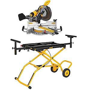 DEWALT 12 in Double Bevel Sliding Compound Miter Saw with Wheeled Saw Stand Bundle DWS780 DWX726 $584.1 at Acme Tools