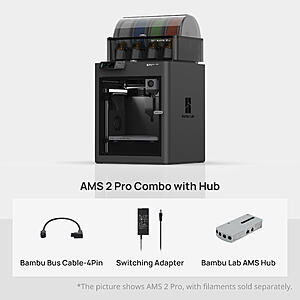 Bambu Lab P1S 3D Printer AMS 2 Pro Combo: w/ Buffer $599, w/ Hub $619 + Free Shipping