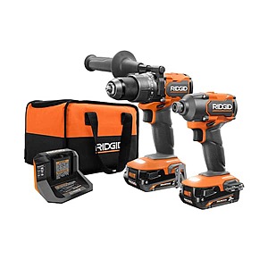 RIDGID 18V 2-Tool Kit: Drill/Driver, Impact Driver, 2x 2Ah Batteries, Charger & Bag 4 + Free Shipping